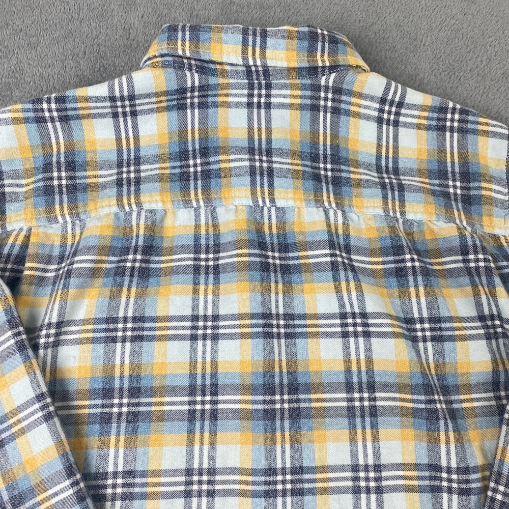 Prana Mens Medium Flannel Shirt Blue Yellow Plaid Organic Cotton Blend - Picture 8 of 11